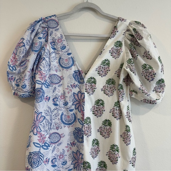 Alix of Bohemia Flirty Flirty Floral Midi Dress Button Front Short Puff Sleeve L - Picture 4 of 8